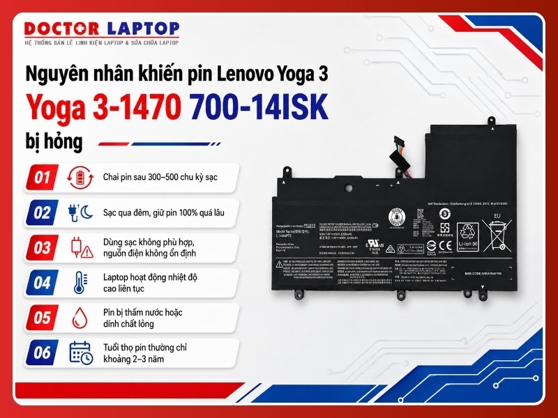 Pin lenovo yoga 3 yoga 3-1470 700-14isk l14s4p72 - 4