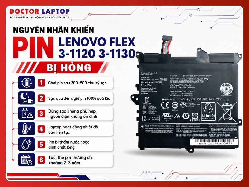 Pin lenovo flex 3-1120 3-1130 l14s2p21 - 4