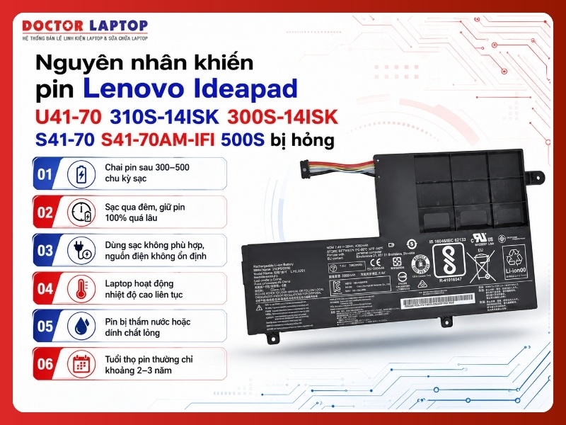 Pin lenovo ideapad u41-70 310s-14isk 300s-14isk s41-70 s41-70am-ifi 500s l14l2p21 - 4