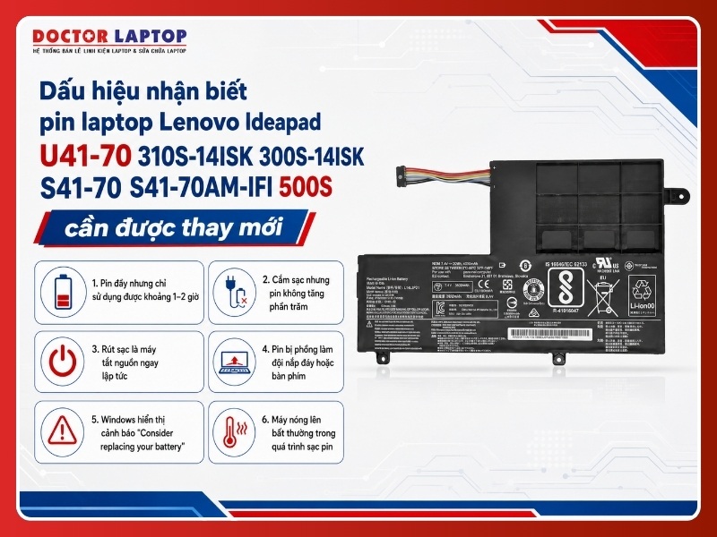 Pin lenovo ideapad u41-70 310s-14isk 300s-14isk s41-70 s41-70am-ifi 500s l14l2p21 - 5