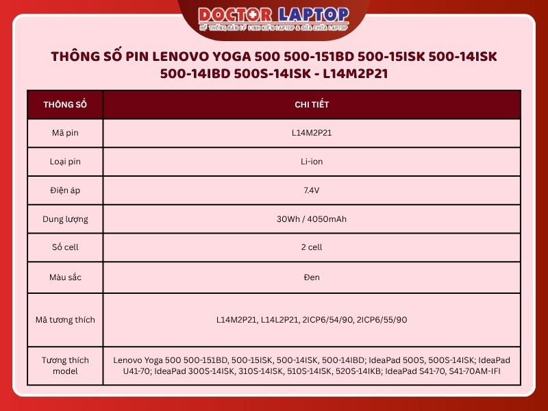 Pin lenovo yoga 500 500-151bd 500-15isk 500-14isk 500-14ibd 500s-14isk l14m2p21 - 2