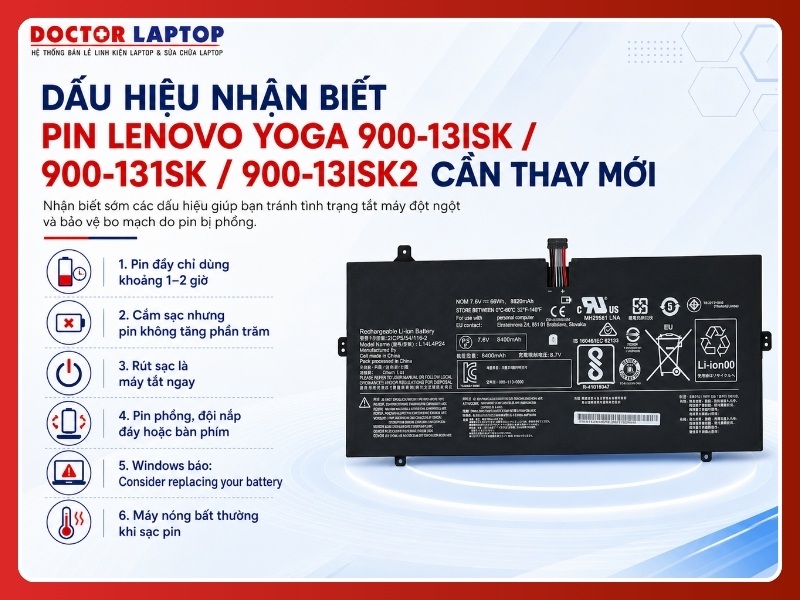 Pin lenovo yoga 900-13isk 900-131sk 900-13isk2 l14m4p24 - 5