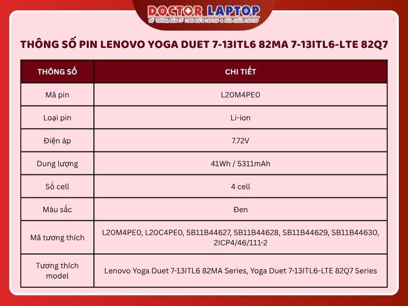 Pin lenovo yoga duet 7-13itl6 82ma 7-13itl6-lte 82q7 l20m4pe0 - 2