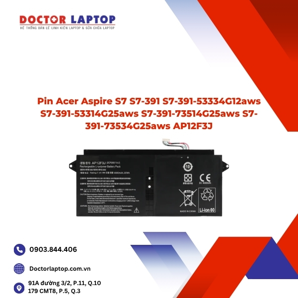 Pin Acer Aspire S7 S7-391 S7-391-53334G12aws S7-391-53314G25aws S7-391-73514G25aws S7-391-73534G25aws AP12F3J