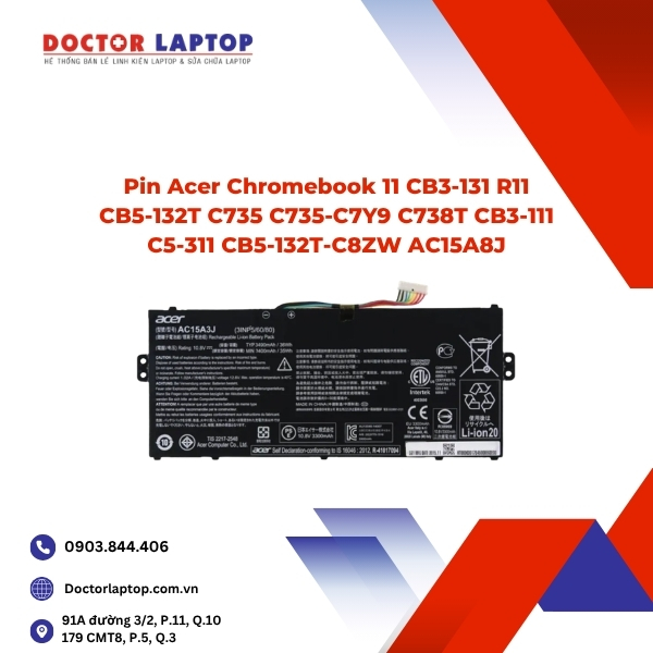 Pin Acer Chromebook 11 CB3-131 R11 CB5-132T C735 C735-C7Y9 C738T CB3-111 C5-311 CB5-132T-C8ZW AC15A8J