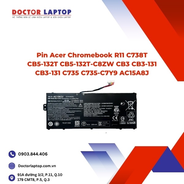 Pin Acer Chromebook R11 C738T CB5-132T CB5-132T-C8ZW CB3 CB3-131 CB3-131 C735 C735-C7Y9 AC15A8J