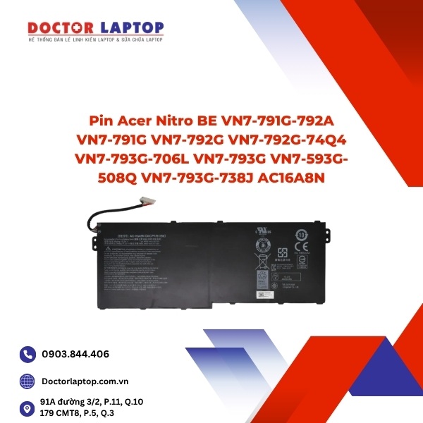 Pin Acer Nitro BE VN7-791G-792A VN7-791G VN7-792G VN7-792G-74Q4 VN7-793G-706L VN7-793G VN7-593G-508Q VN7-793G-738J AC16A8N