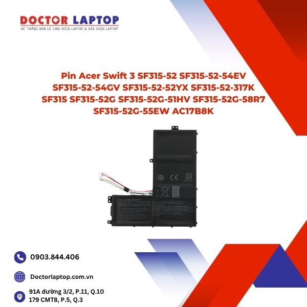Pin Acer Swift 3 SF315-52 SF315-52-54EV SF315-52-54GV SF315-52-52YX SF315-52-317K SF315 SF315-52G SF315-52G-51HV SF315-52G-58R7 SF315-52G-55EW AC17B8K