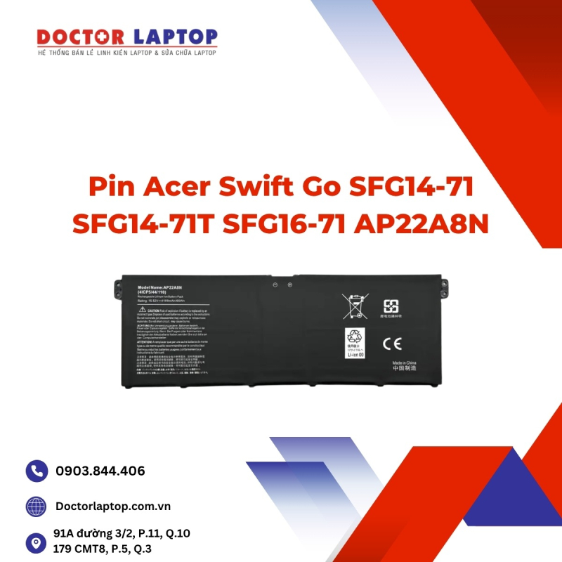 Pin Acer Swift Go SFG14-71 SFG14-71T SFG16-71 AP22A8N