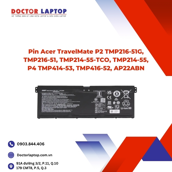 Pin Acer TravelMate P2 TMP216-51G, TMP216-51, TMP214-55-TCO, TMP214-55, P4 TMP414-53, TMP416-52, AP22ABN
