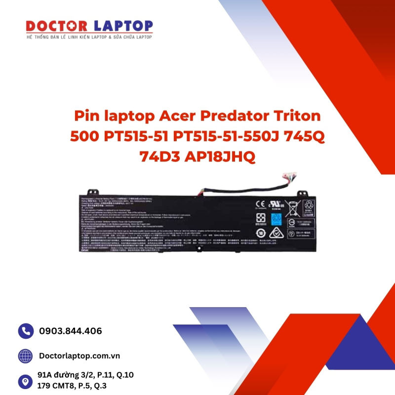 Pin laptop Acer Predator Triton 500 PT515-51 PT515-51-550J 745Q 74D3 AP18JHQ