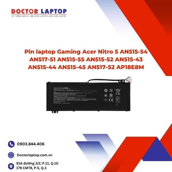 Pin laptop Gaming Acer Nitro 5 AN515-54 AN517-51 AN515-55 AN515-52 AN515-43 AN515-44 AN515-45 AN517-52 AP18E8M
