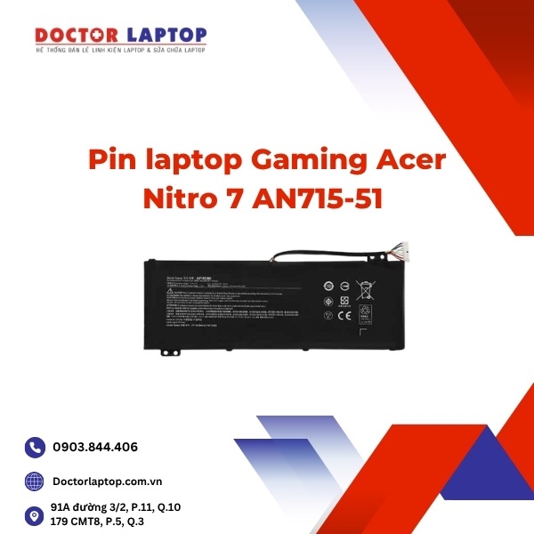Pin laptop Gaming Acer Nitro 7 AN715-51