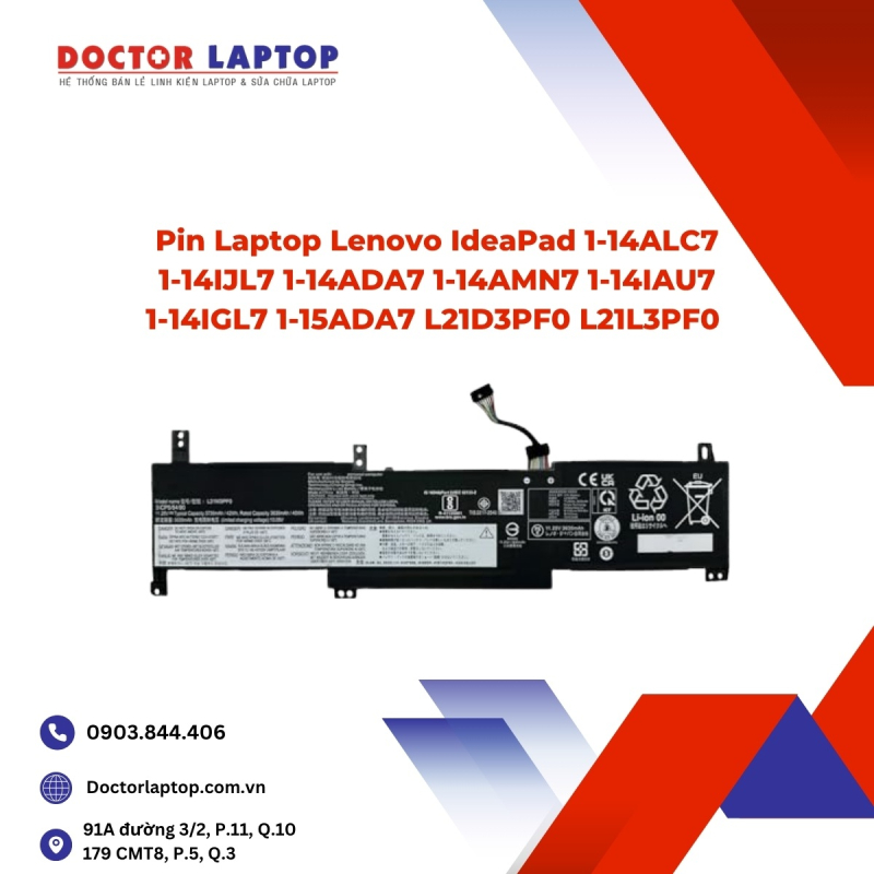 Pin Laptop Lenovo IdeaPad 1-14ALC7 1-14IJL7 1-14ADA7 1-14AMN7 1-14IAU7 1-14IGL7 1-15ADA7 L21D3PF0 L21L3PF0