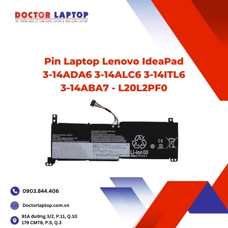 Pin Laptop Lenovo IdeaPad 3-14ADA6 3-14ALC6 3-14ITL6 3-14ABA7 - L20L2PF0