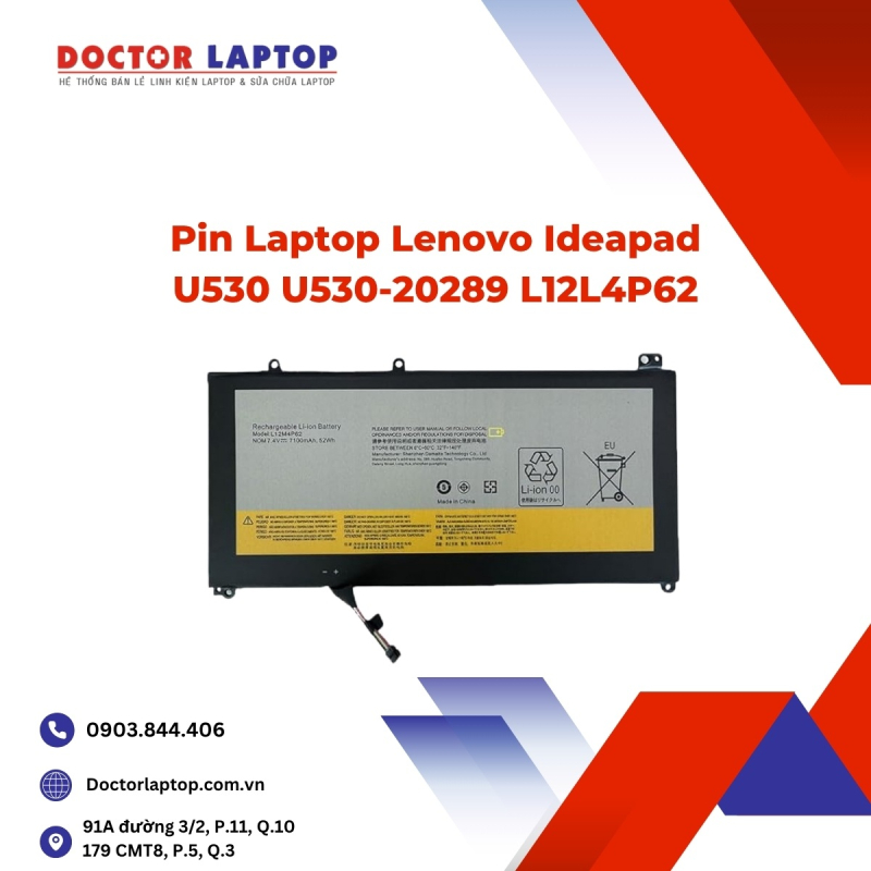 Pin Laptop Lenovo Ideapad U530 U530-20289 L12L4P62