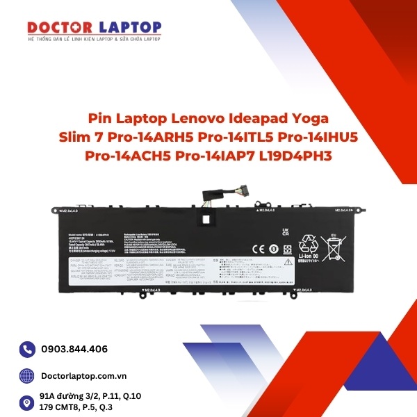 Pin Laptop Lenovo Ideapad Yoga Slim 7 Pro-14ARH5 Pro-14ITL5 Pro-14IHU5 Pro-14ACH5 Pro-14IAP7 L19D4PH3