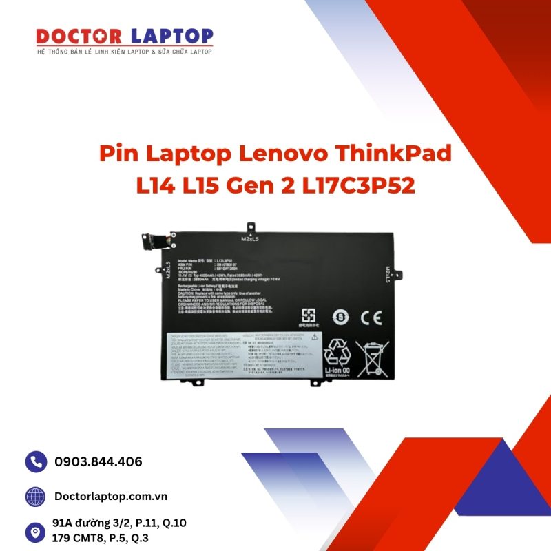Pin Laptop Lenovo ThinkPad L14 L15 Gen 2 L17C3P52
