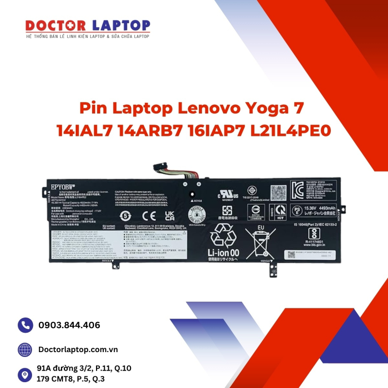 Pin Laptop Lenovo Yoga 7 14IAL7 14ARB7 16IAP7 L21L4PE0