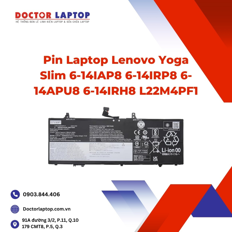 Pin Laptop Lenovo Yoga Slim 6-14IAP8 6-14IRP8 6-14APU8 6-14IRH8 L22M4PF1