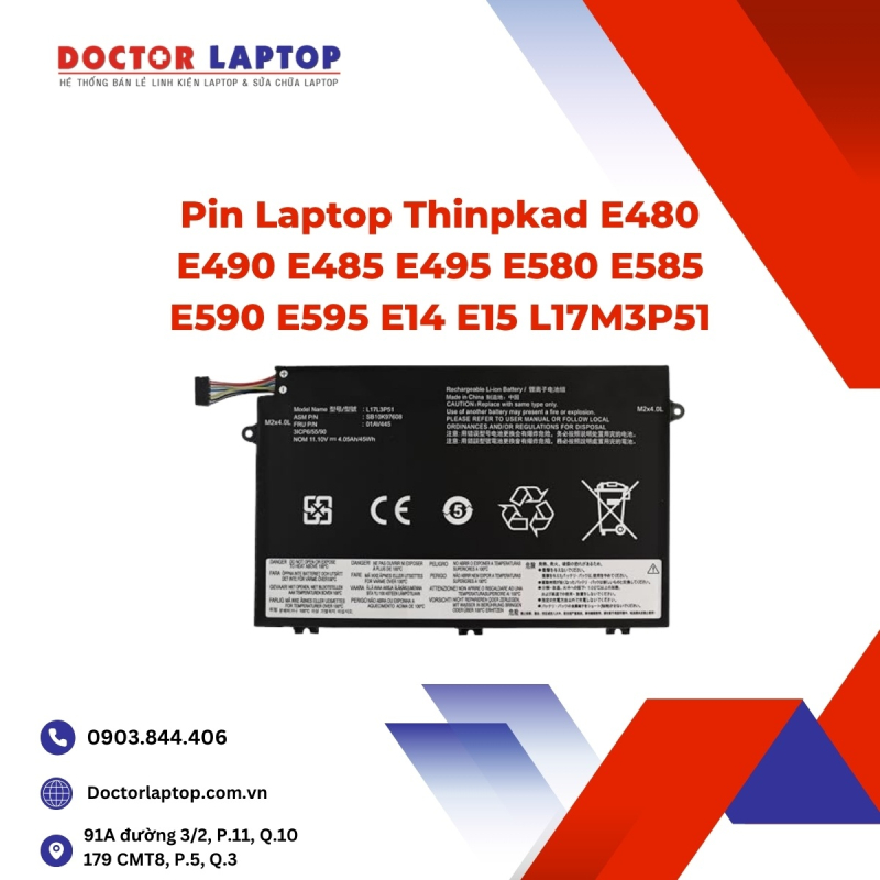 Pin Laptop Thinpkad E480 E490 E485 E495 E580 E585 E590 E595 E14 E15 L17M3P51