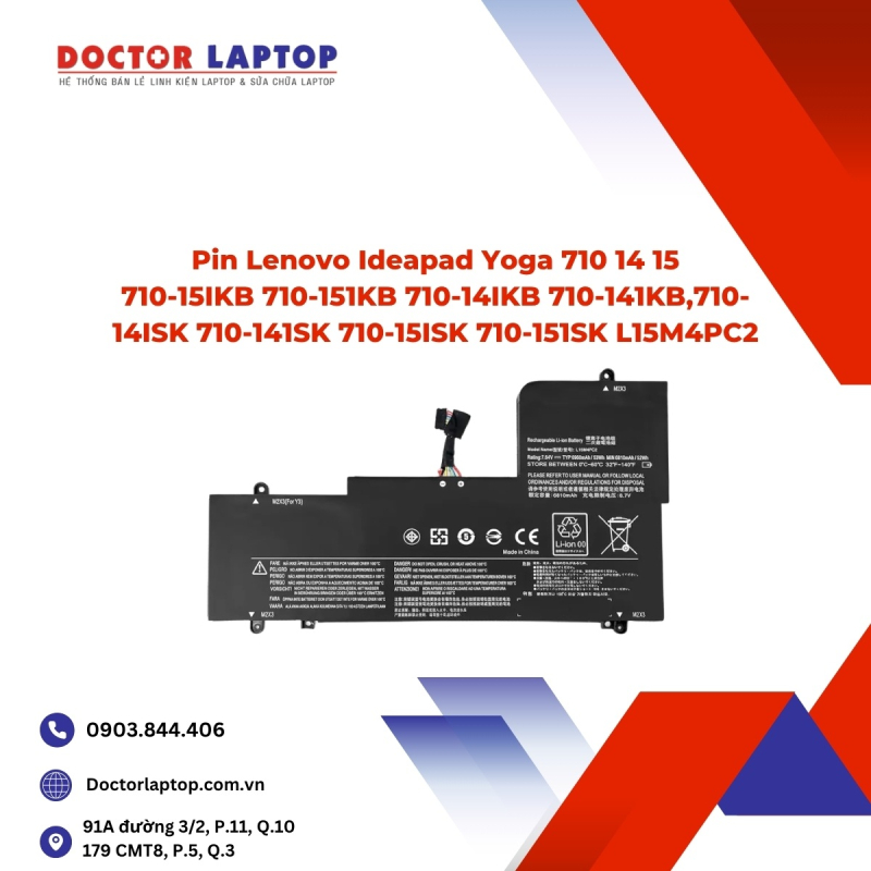 Pin Lenovo Ideapad Yoga 710 14 15 710-15IKB 710-151KB 710-14IKB 710-141KB,710-14ISK 710-141SK 710-15ISK 710-151SK L15M4PC2