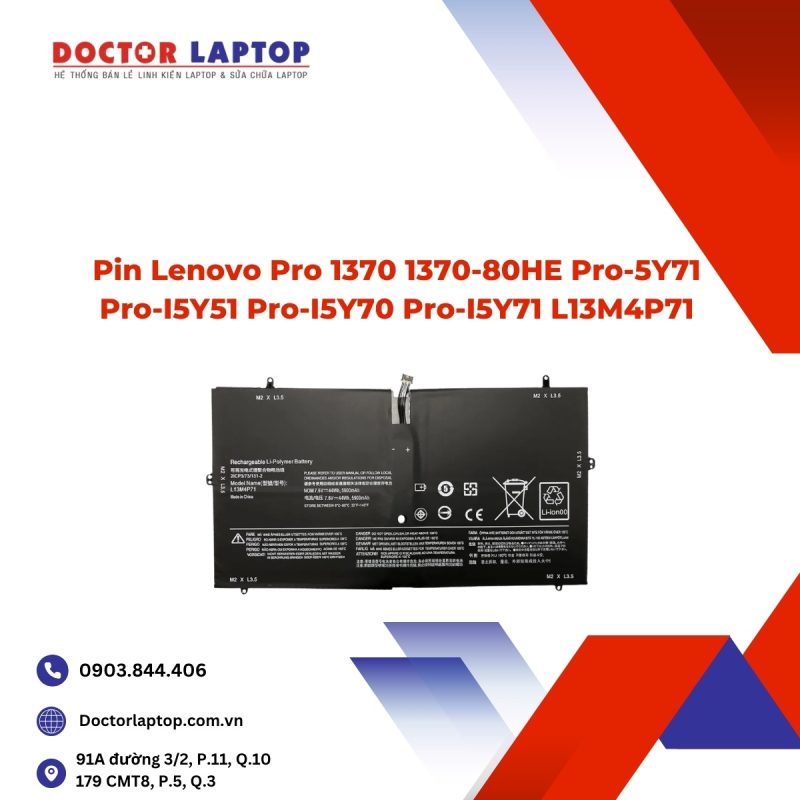 Pin Lenovo Pro 1370 1370-80HE Pro-5Y71 Pro-I5Y51 Pro-I5Y70 Pro-I5Y71 L13M4P71